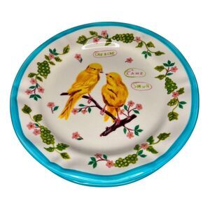 Anthropologie NATHALIE LETE Yellow Canary FRANCOPHILE Birds Dinner Plate 10"